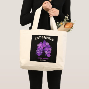 Bolsa Tote Grande Apenas Respire Conscientização sobre Fibrose Císti