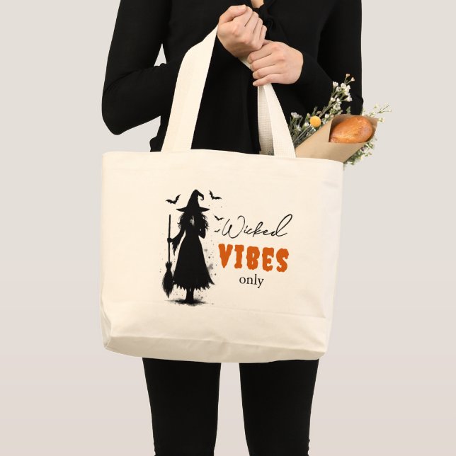 Bolsa Tote Grande "Apenas Víblias Malvadas" - Bruxa Negra Halloween  (Frente (produto))