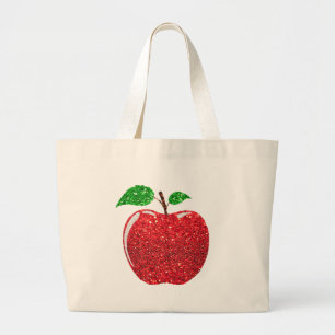 Bolsa Tote Grande Apple Faux Red Glitter