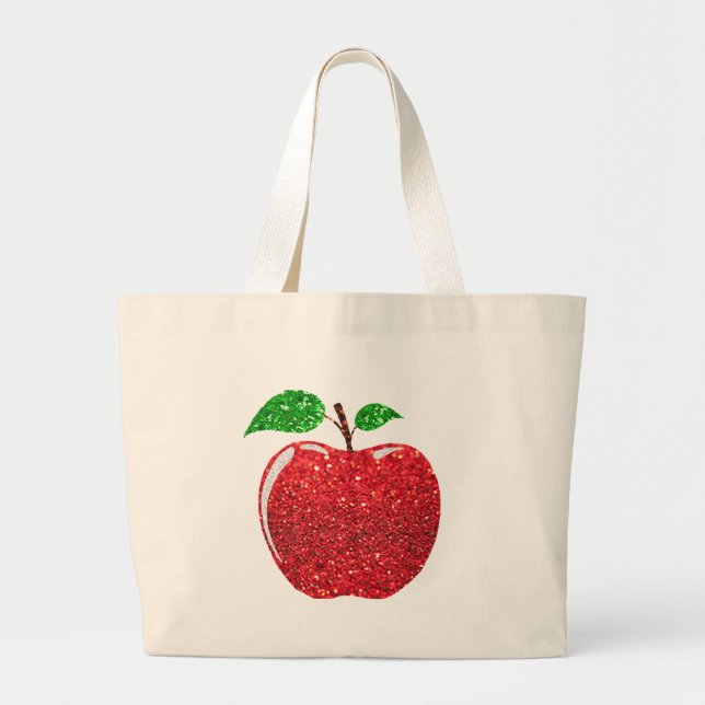 Bolsa Tote Grande Apple Faux Red Glitter (Frente)