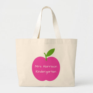 Bolsa Tote Grande Apple formal do professor cor-de-rosa e verde