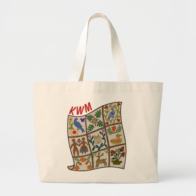 Bolsa Tote Grande Applique Story Quilt - Personalizado (Frente)
