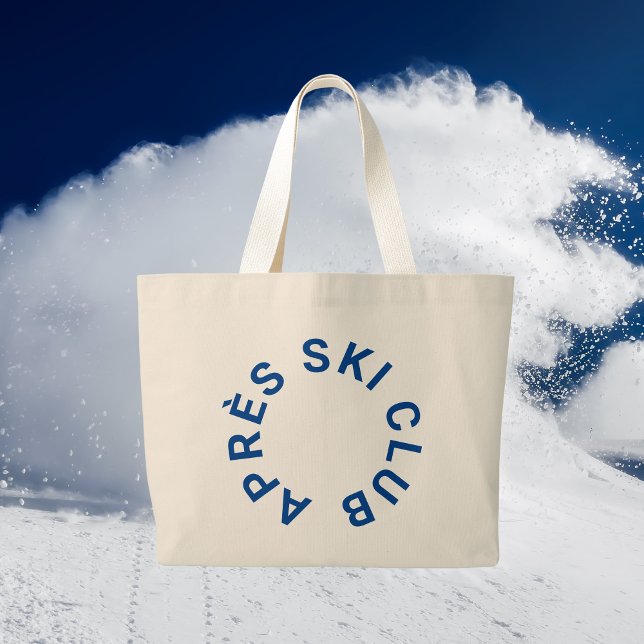 Bolsa Tote Grande Après Ski Club Winter Blue Ski Resort Crest (Criador carregado)