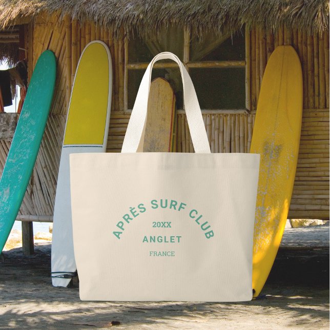 Bolsa Tote Grande Après Surf Club Turquoise Surfista Social Crest (Criador carregado)