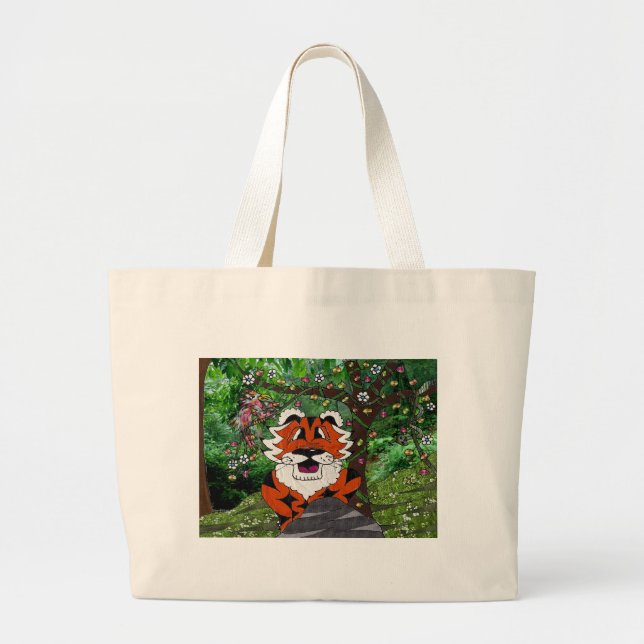 Bolsa Tote Grande Aproxime-se dos presentes do Roupa Tiger Tiger da  (Frente)