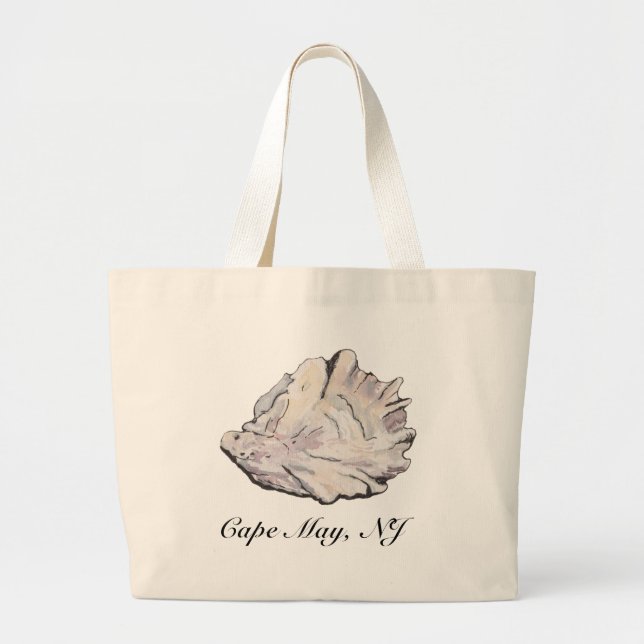 Bolsa Tote Grande Aquarela de ostras personalizada (Frente)