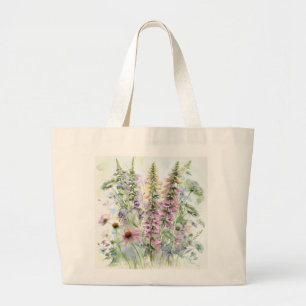 Bolsa Tote Grande Aquarela Macia Floral Campo Ecológico