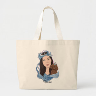 Bolsa Tote Grande Aquário Garota com Poodle – Zodíaco Horóscopo