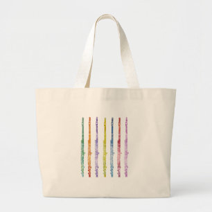 Bolsa Tote Grande Arco-íris das flautas