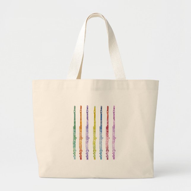 Bolsa Tote Grande Arco-íris das flautas (Frente)