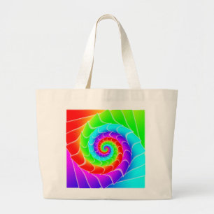 Bolsa Tote Grande Arco-íris Espiral ( você pode adicionar palavras )