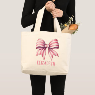 Bolsa Tote Grande Arco Personalizado de Aquarela Rosa e Branco Coste