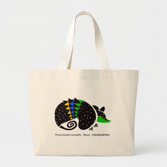 Bolsa Tote Grande ARMADILLO de três faixas desenhadas à mão - Conser (Frente)