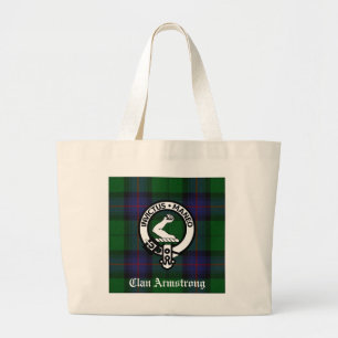 Bolsa Tote Grande Armstrong Family Crest e Tartan Tote Bag