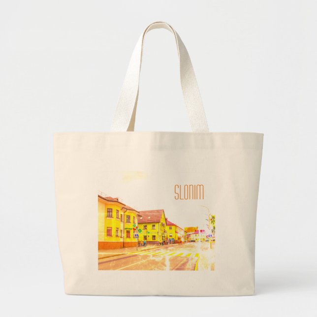 Bolsa Tote Grande Arquitetura da Cidade da Bielorrússia Slonim (Frente)