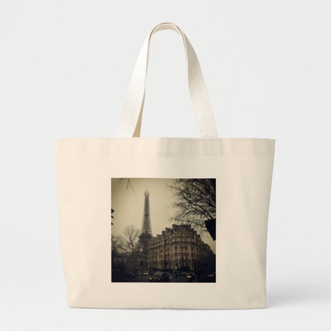 Bolsa Tote Grande Arquitetura Eiffel Tower Paris (Frente)