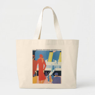 Bolsa Tote Grande Art Deco Belgium Ferry Poster