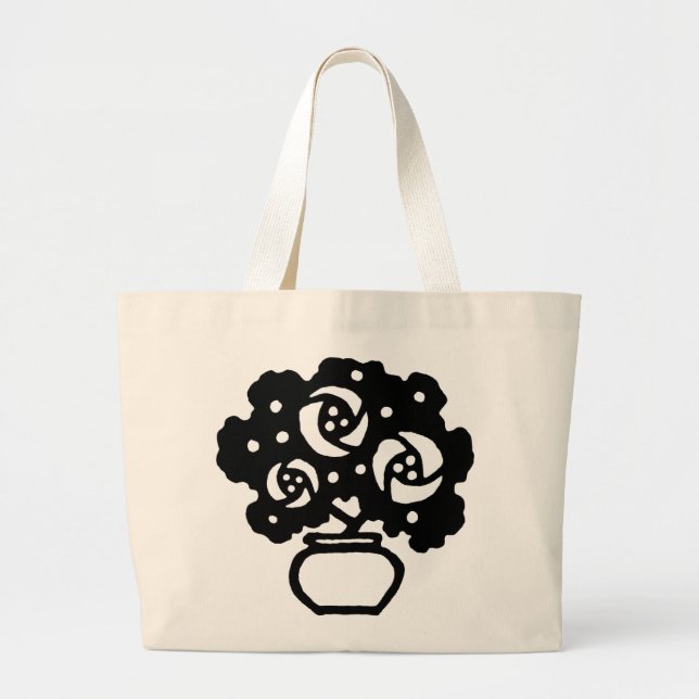 Bolsa Tote Grande Art Deco Flowers Totebag (Frente)