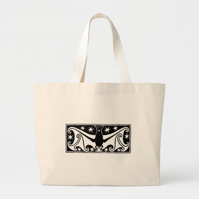 Bolsa Tote Grande Art Deco Halloween Bat Totebag (Frente)