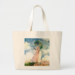 Bolsa Tote Grande Art Monet "Mulher com Parosel Rosa"