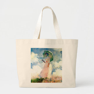 Bolsa Tote Grande Art Monet "Mulher com Parosel Rosa"