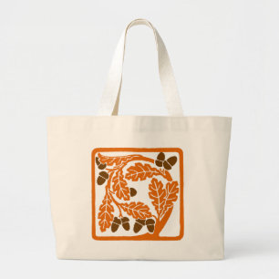 Bolsa Tote Grande Art Nouveau Acorns e Folhas