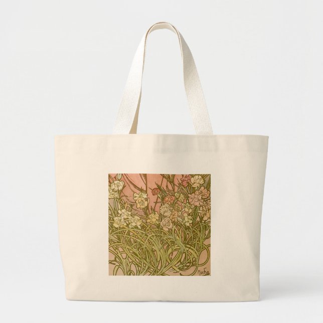 Bolsa Tote Grande Art Nouveau Alfonse Mucha Floral (Frente)