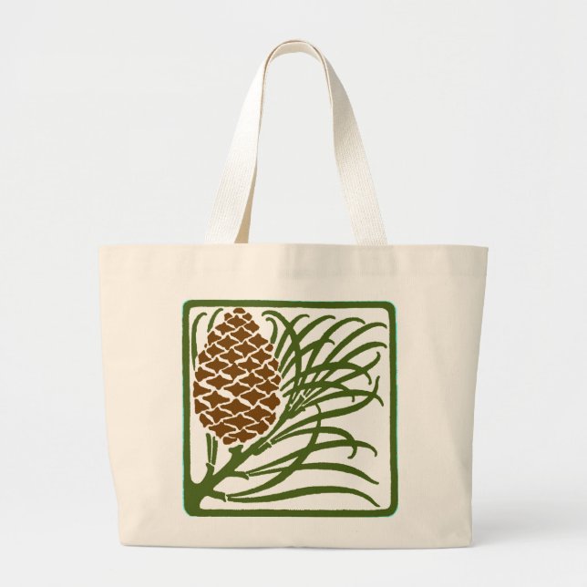 Bolsa Tote Grande Art Nouveau Pine Cone (Frente)