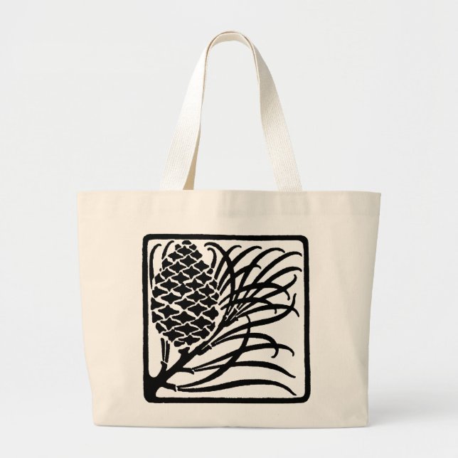 Bolsa Tote Grande Art Nouveau Pine Cone (Frente)