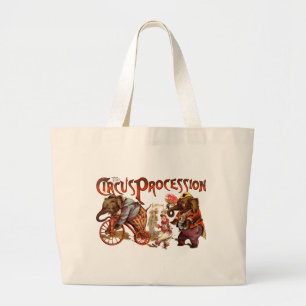Bolsa Tote Grande Arte Antiguária Elefante de Procissão Circus
