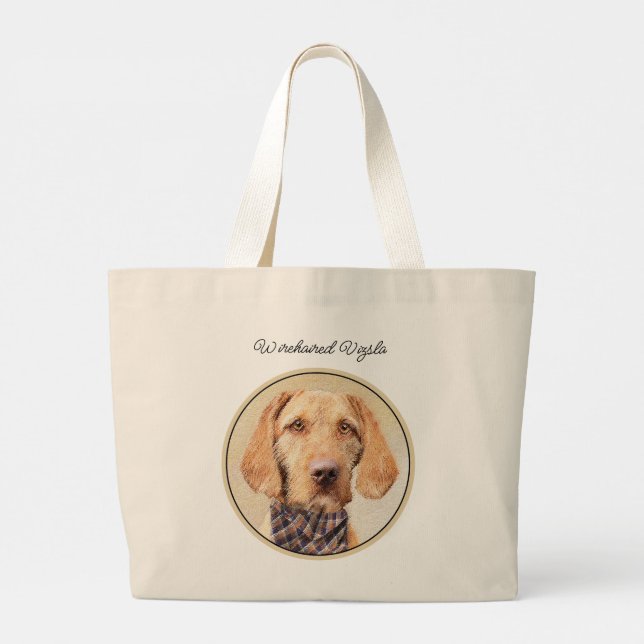 Bolsa Tote Grande Arte Cachorra Cachorra de Vizsla Húngaro (Verso)
