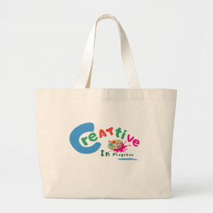 Bolsa Tote Grande Arte Colorida Criativa em Progresso Citação