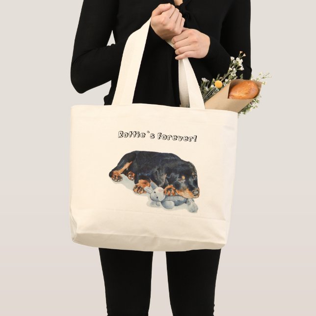 Bolsa Tote Grande arte de afago do retrato do cão do ursinho do (Frente (produto))