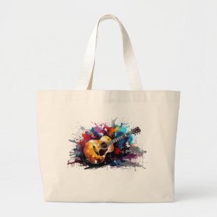 Bolsa Tote Grande Arte de Amante de Música de Guitarra Abstrata Artí