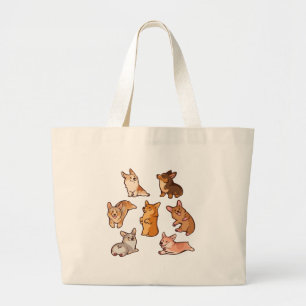 Bolsa Tote Grande Arte de Amantes de Corgi Galês de Pembroke Feliz