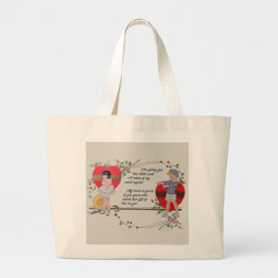 Bolsa Tote Grande Arte de cartão do dia dos namorados vitoriano anti