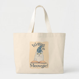 Bolsa Tote Grande Arte de Design de Gato de Desenho Animado de Magia