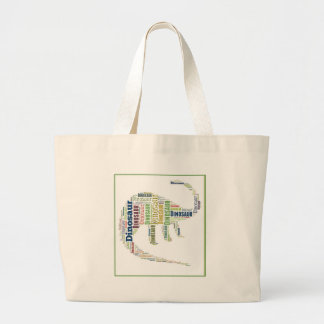 Bolsa Tote Grande Arte de Palavras de Dinossauro