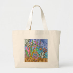 Bolsa Tote Grande Arte de Tartaruga Marinha Psicodélica