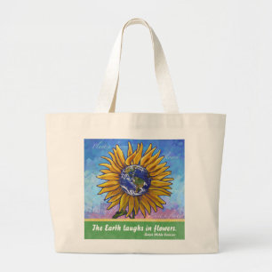Bolsa Tote Grande Arte de terra do girassol