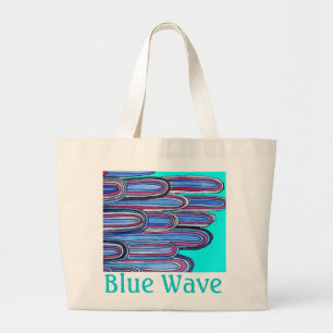 Bolsa Tote Grande Arte do azul do aqua da onda azul" das ondas de
