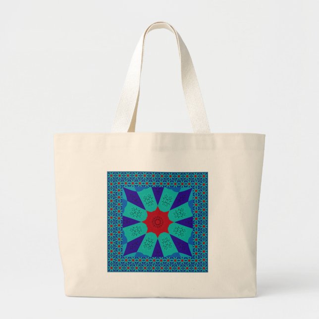 Bolsa Tote Grande Arte Egípcia Antiga: Um Mandala Vibrante. (Frente)