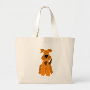Bolsa Tote Grande Arte engraçada do cão de Airedale Terrier