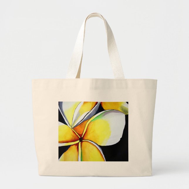 Bolsa Tote Grande Arte floral Frangipani (Frente)