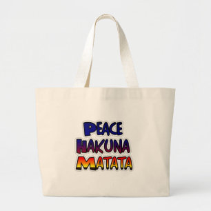 Bolsa Tote Grande Arte Gradiente da Paz de Hakuna Matata
