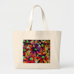 Bolsa Tote Grande Arte multicoloured dos wildflowers da palha da