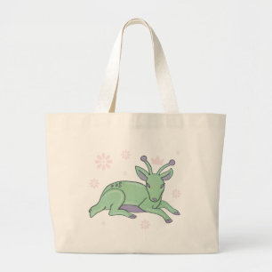 Bolsa Tote Grande Arte Popular de Veado Alien Corço Verde Capricho