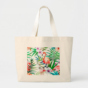Bolsa Tote Grande Arte tropical flamingo