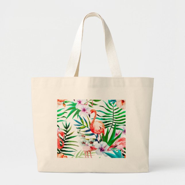 Bolsa Tote Grande Arte tropical flamingo (Frente)