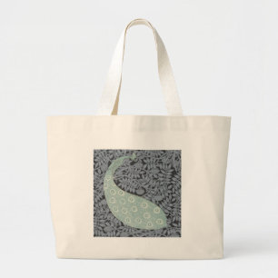 Bolsa Tote Grande Arte Vintage Art Nouveau Pavão Azul Verneuil
